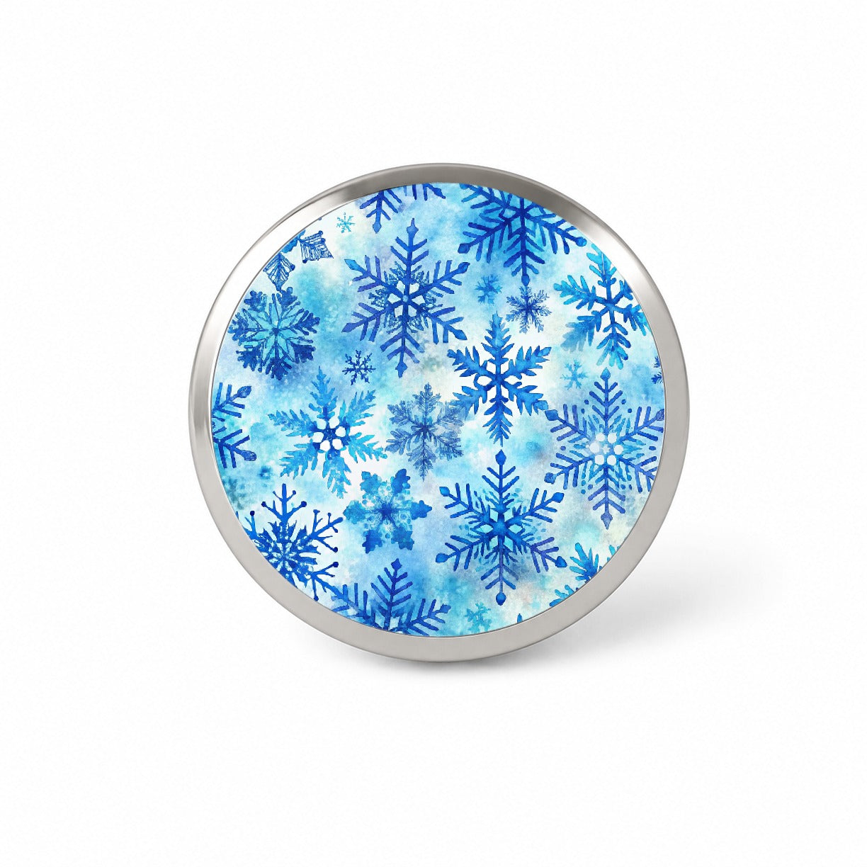 Blue Snowflakes Watercolor Novelty Hat Backpack Lapel Pin