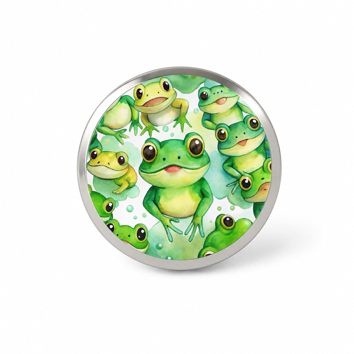 Bunch Of Cute Green Frogs Watercolor Novelty Hat Backpack Lapel Pin