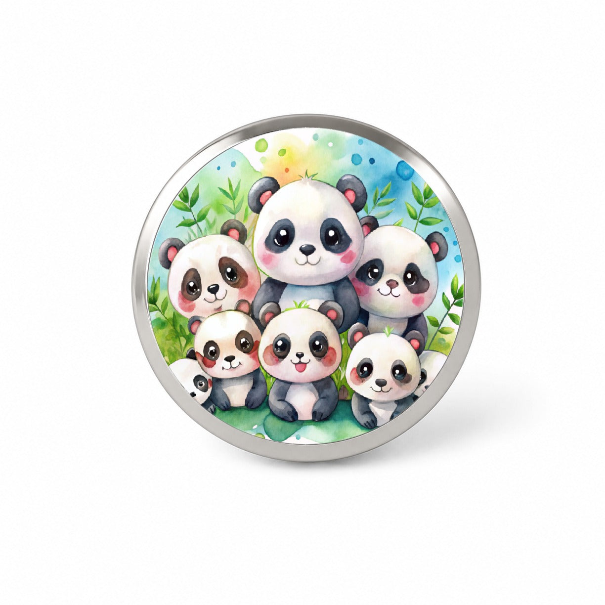 Bunch Of Cute Pandas Watercolor Novelty Hat Backpack Lapel Pin