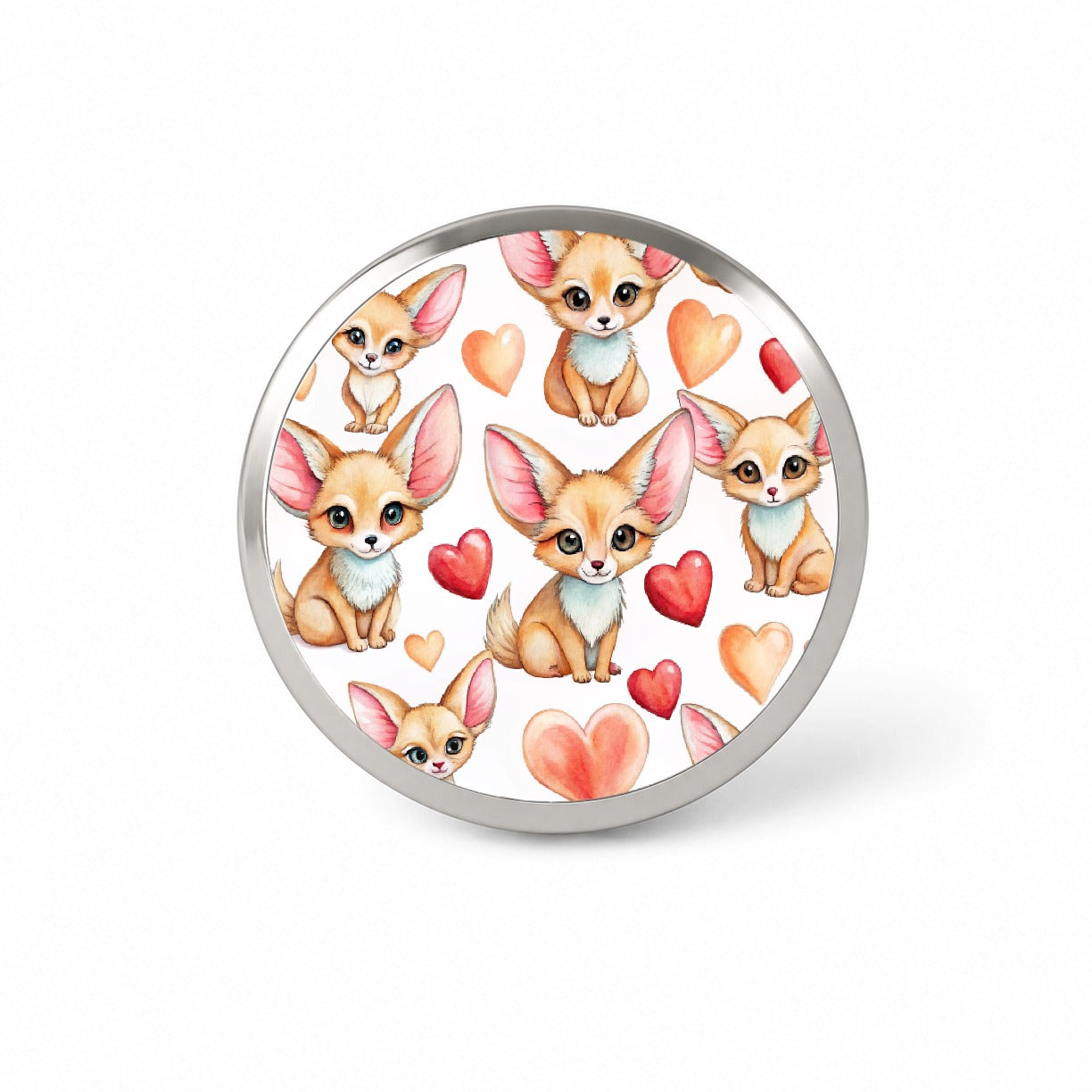 Chibi Fenec Foxes And Hearts Novelty Hat Backpack Lapel Pin