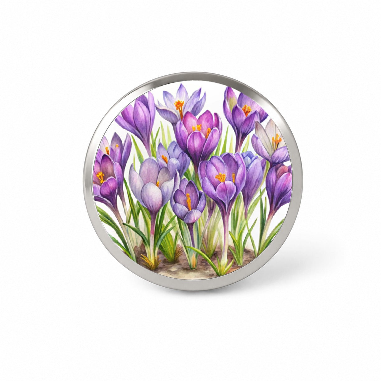 Crocus Purple Flowers Watercolor Novelty Hat Backpack Lapel Pin