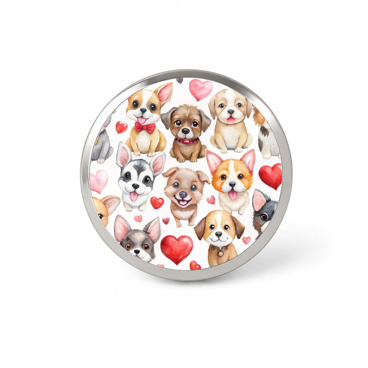 Cute Fun Dogs Hearts Watercolor Novelty Hat Backpack Lapel Pin