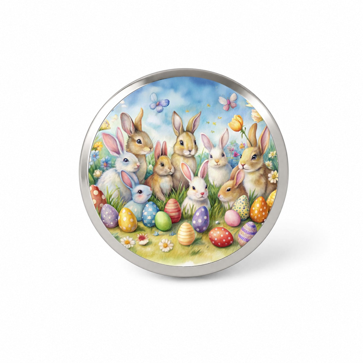 Easter Bunnies Watercolor Novelty Hat Backpack Lapel Pin