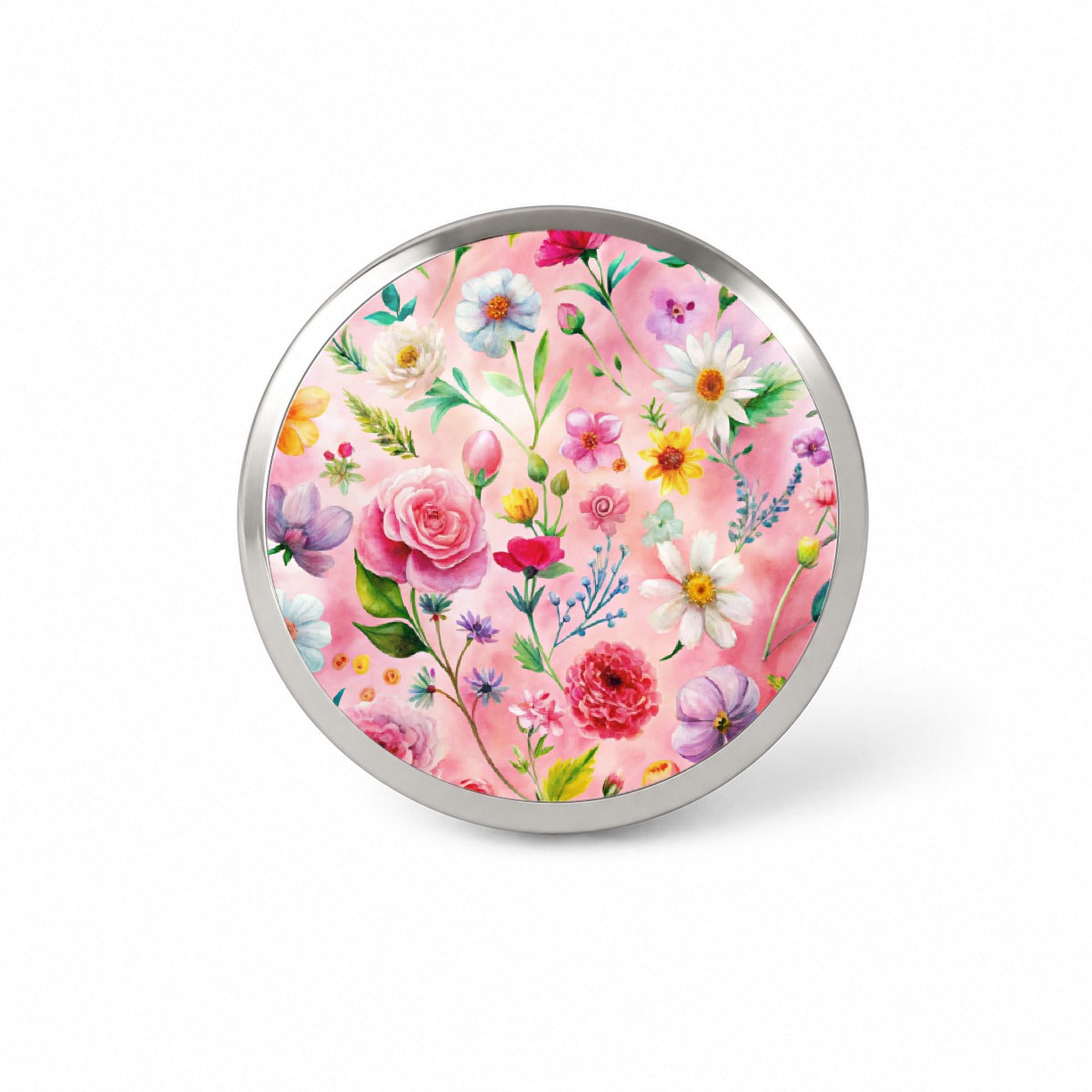 Flowers Pink Background Watercolor Novelty Hat Backpack Lapel Pin