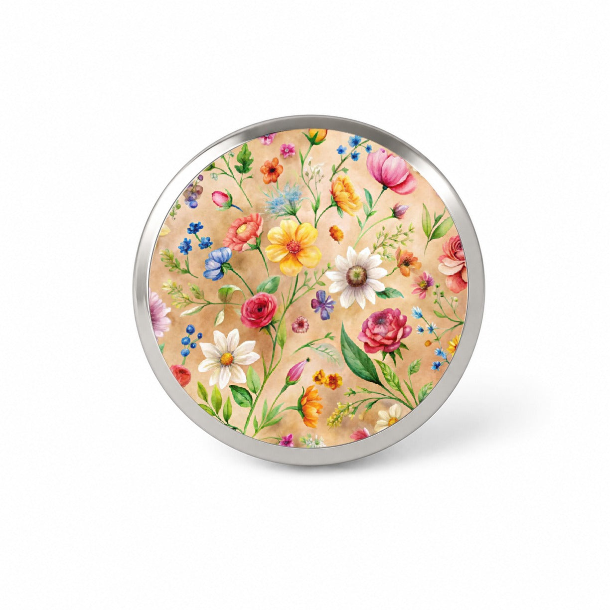 Flowers Tan Background Watercolor Novelty Hat Backpack Lapel Pin