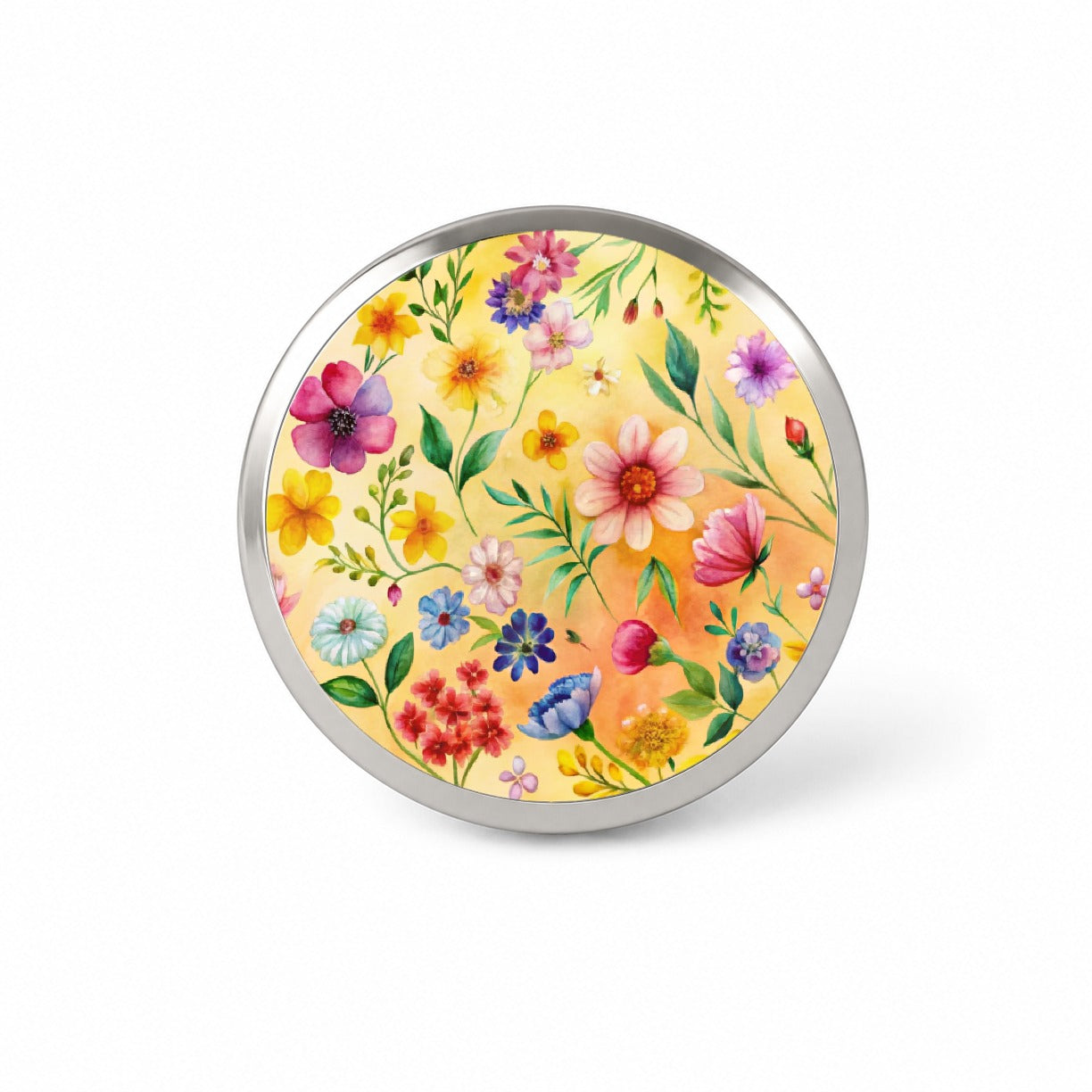 Flowers Yellow Background Watercolor Novelty Hat Backpack Lapel Pin