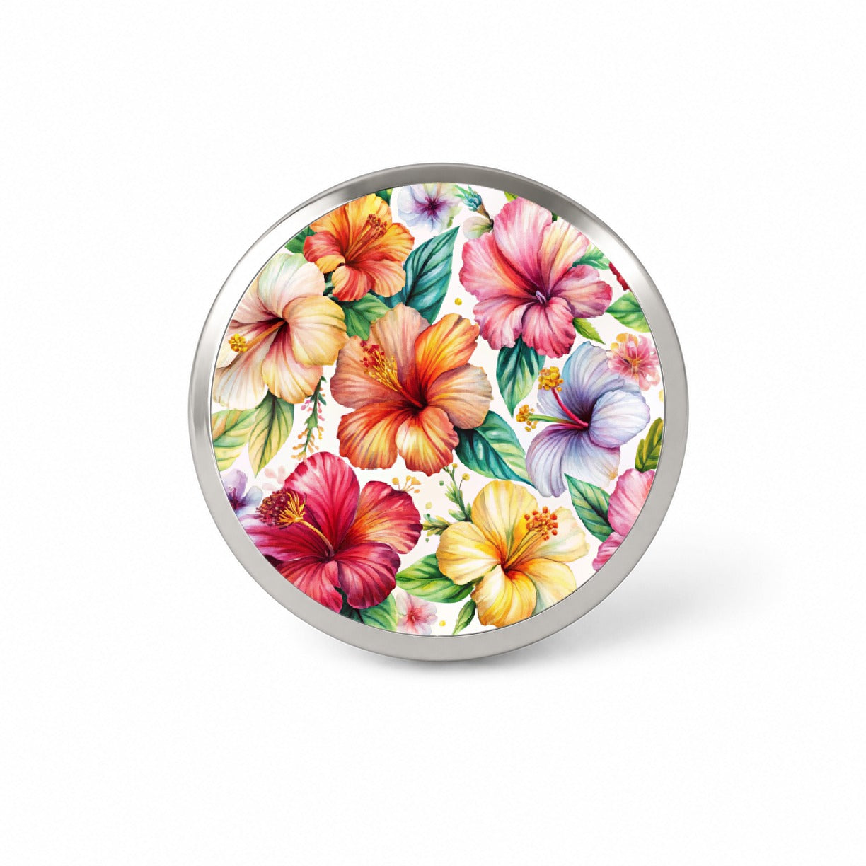Hibiscus Tropical Flowers Watercolor Novelty Hat Backpack Lapel Pin