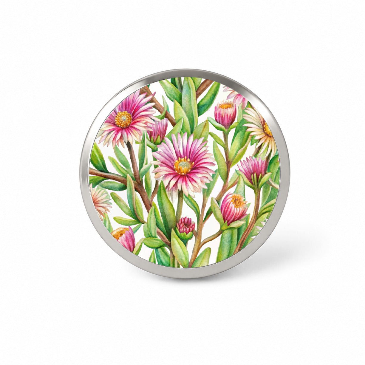 Ice Plant Flowers Watercolor Novelty Hat Backpack Lapel Pin