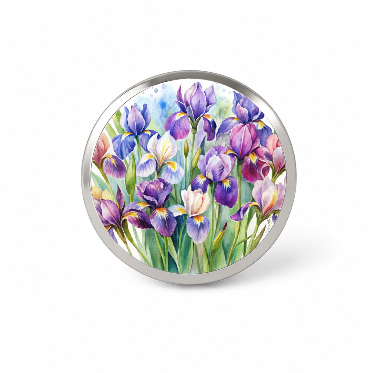 Iris Purple Pretty Flowers Watercolor Novelty Hat Backpack Lapel Pin