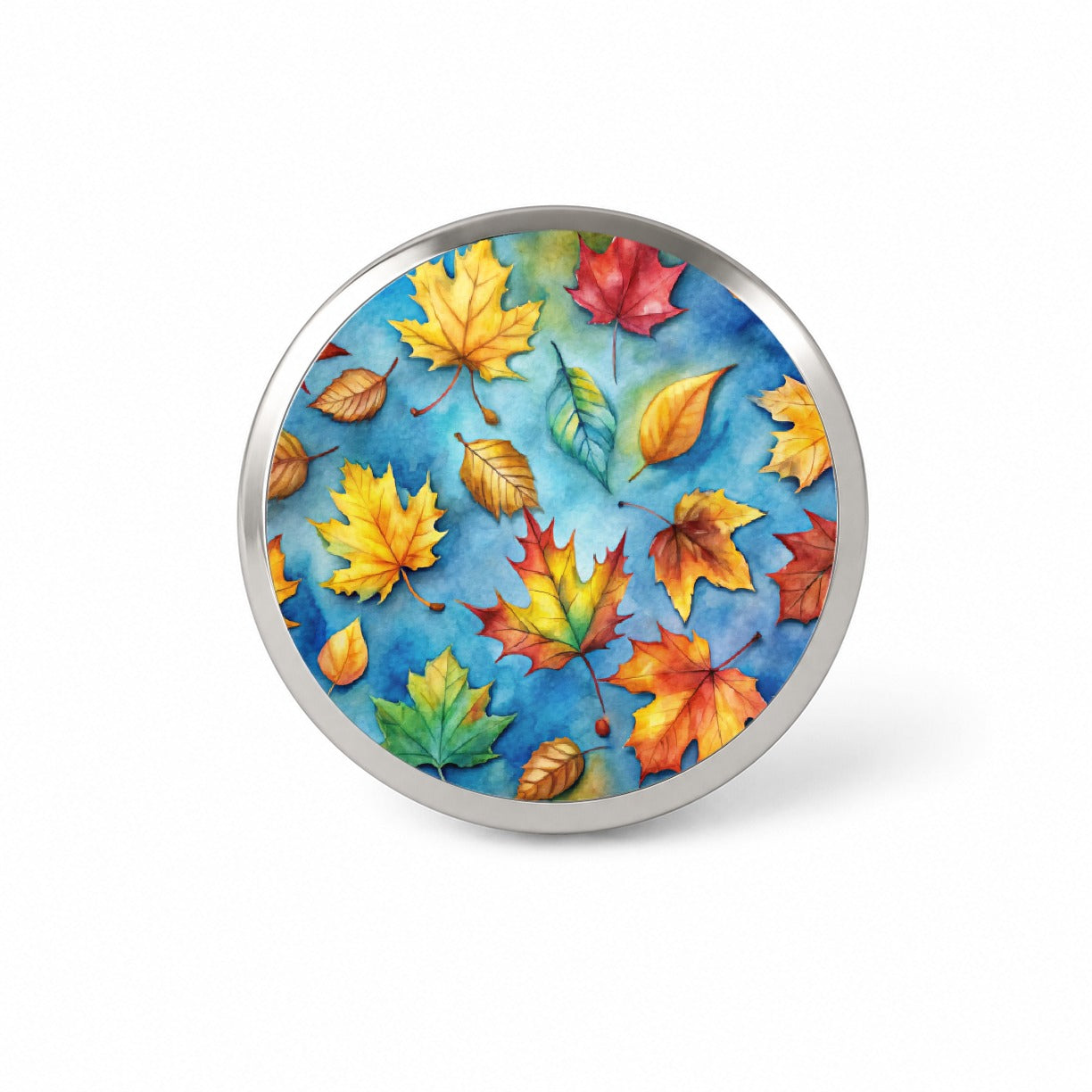 Leaves Blue Background Watercolor Novelty Hat Backpack Lapel Pin