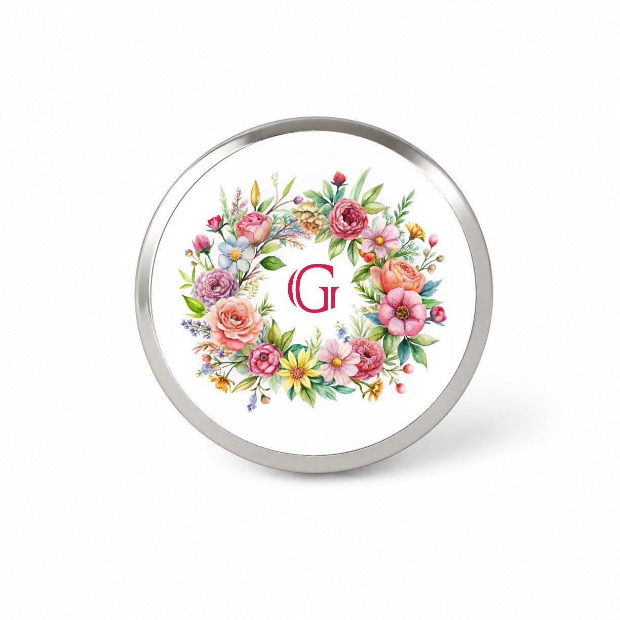 Letter G Initial Monogram Flowers Floral Novelty Hat Backpack Lapel Pin