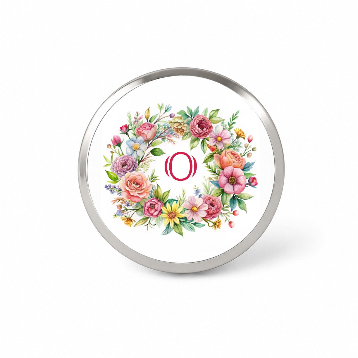 Letter O Initial Monogram Flowers Floral Novelty Hat Backpack Lapel Pin