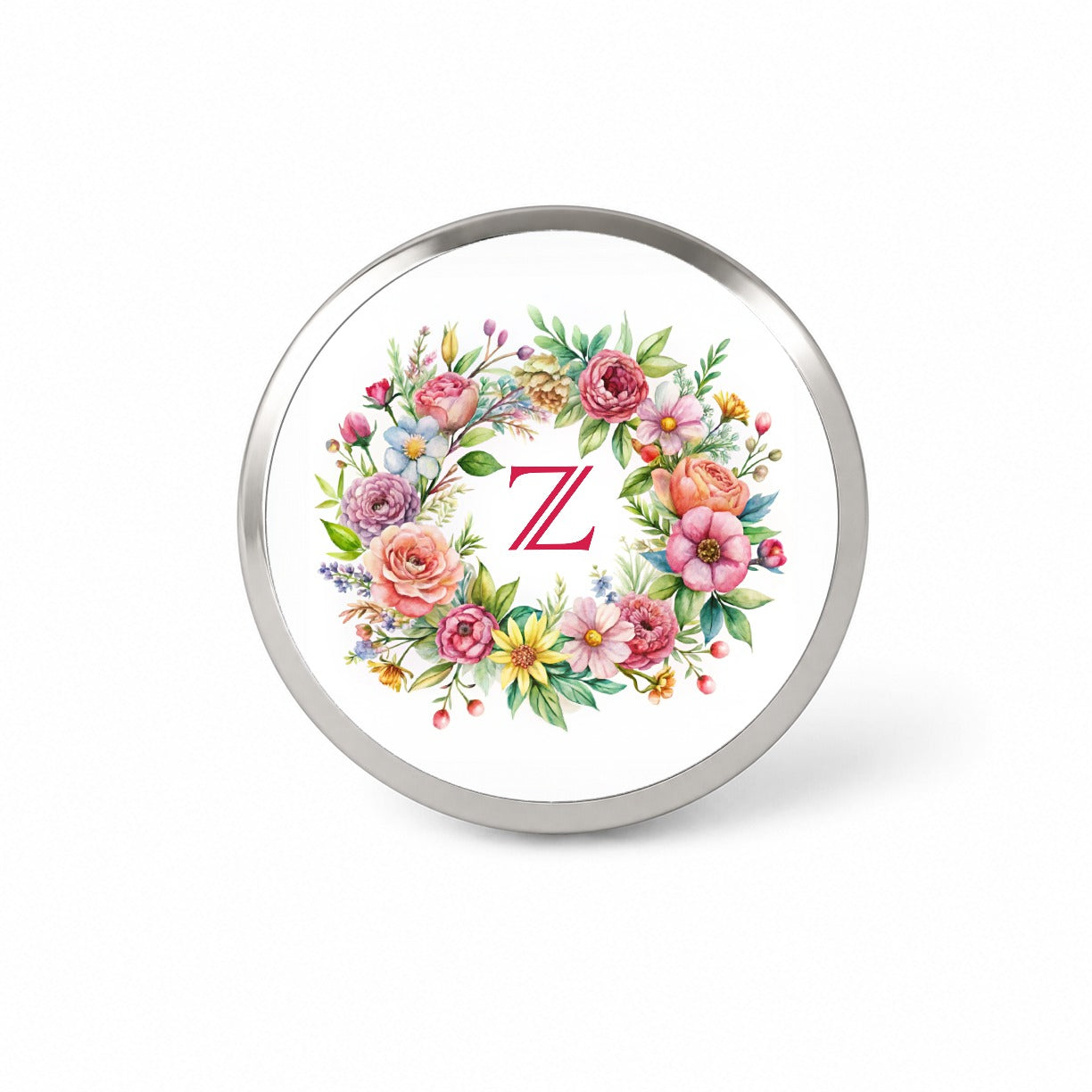 Letter Z Initial Monogram Flowers Floral Novelty Hat Backpack Lapel Pin
