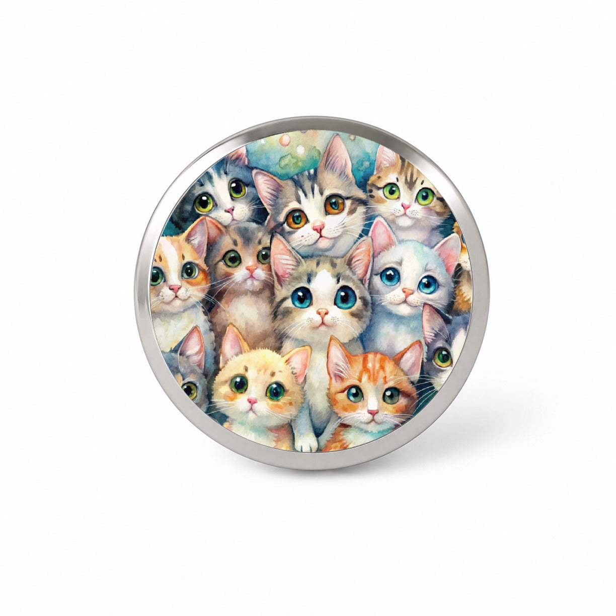 Lots Of Adorable Cats Watercolor Novelty Hat Backpack Lapel Pin