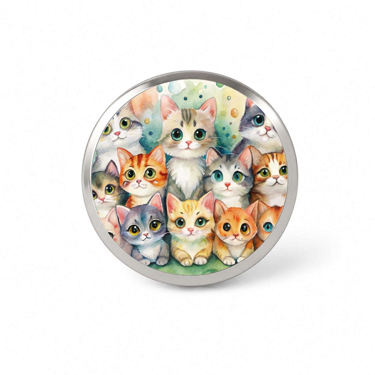 Lots Of Cute Cats Watercolor Novelty Hat Backpack Lapel Pin