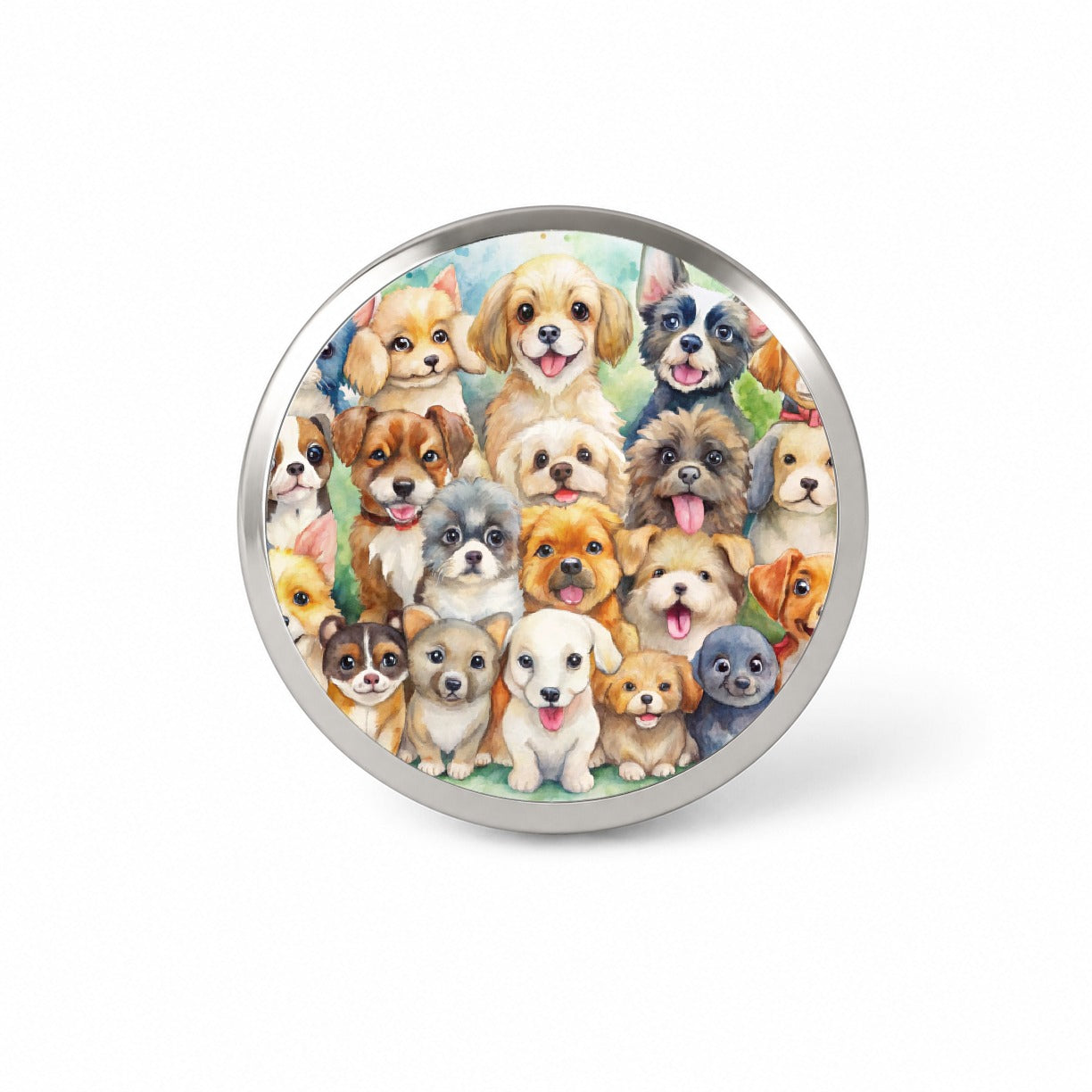 Lots Of Cute Dogs Watercolor Novelty Hat Backpack Lapel Pin