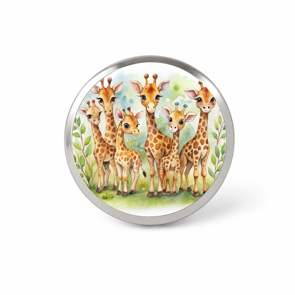 Lots Of Cute Giraffes Watercolor Novelty Hat Backpack Lapel Pin