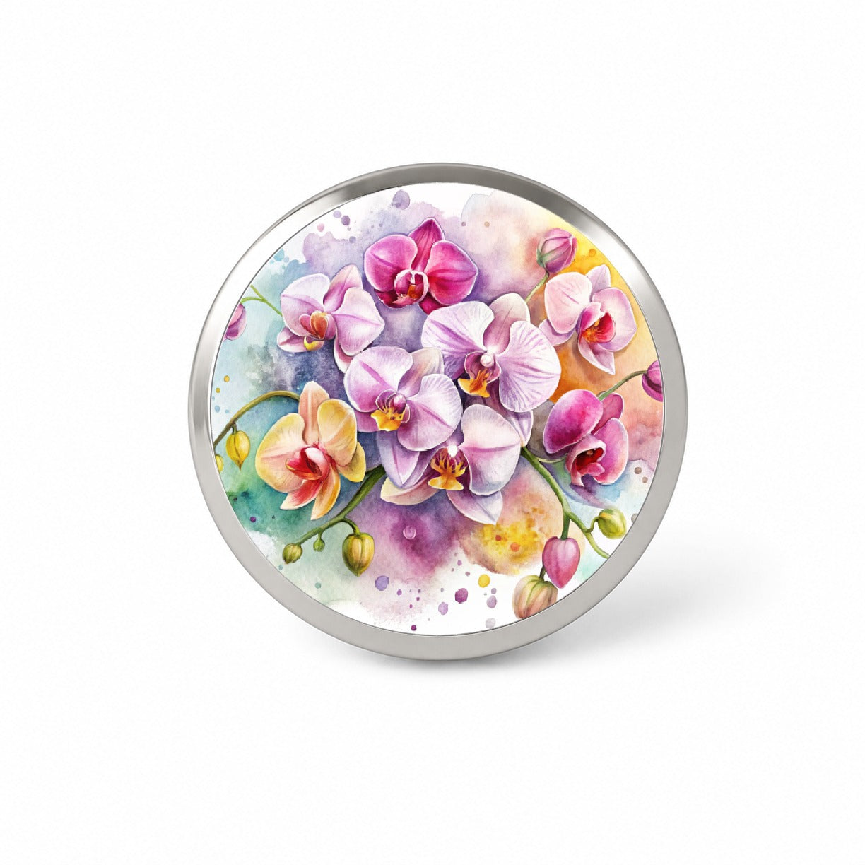 Orchids Flowers Watercolor Novelty Hat Backpack Lapel Pin