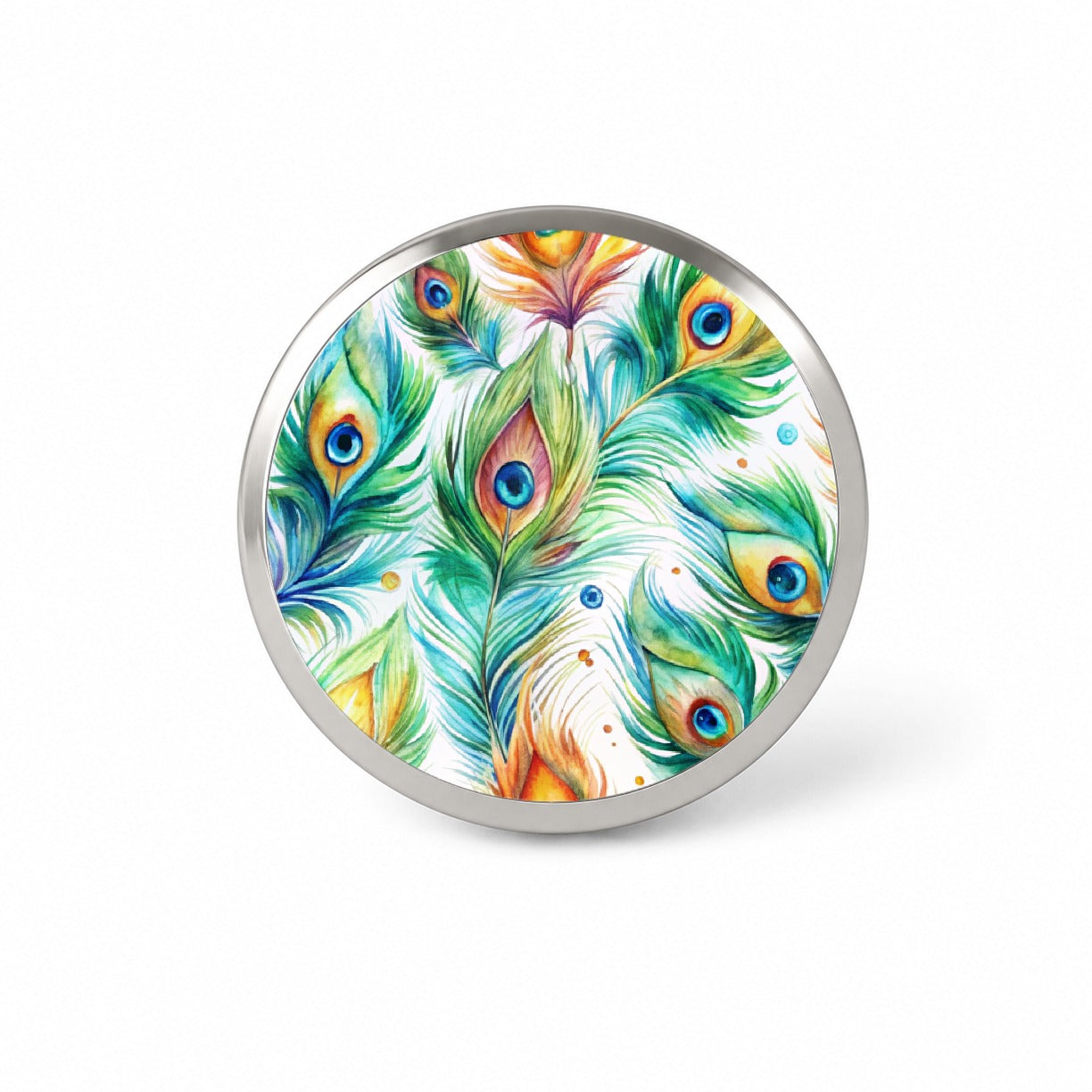 Peacock Feathers Watercolor Novelty Hat Backpack Lapel Pin
