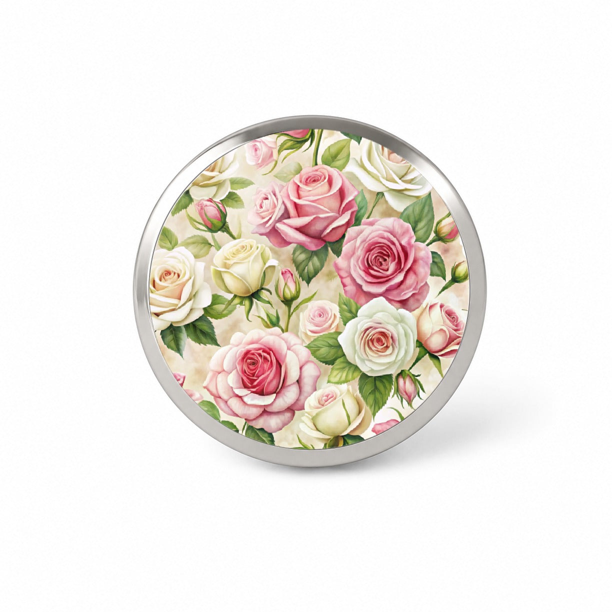 Pink White Roses Flowers Watercolor Novelty Hat Backpack Lapel Pin