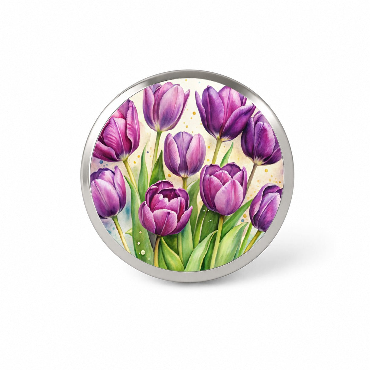 Purple Tulips Flowers Watercolor Novelty Hat Backpack Lapel Pin