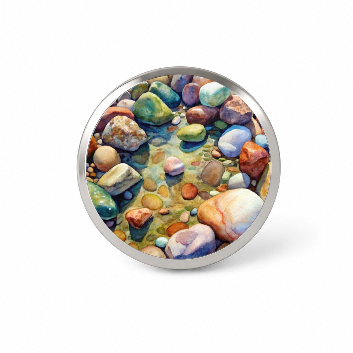 River Rocks Watercolor Novelty Hat Backpack Lapel Pin