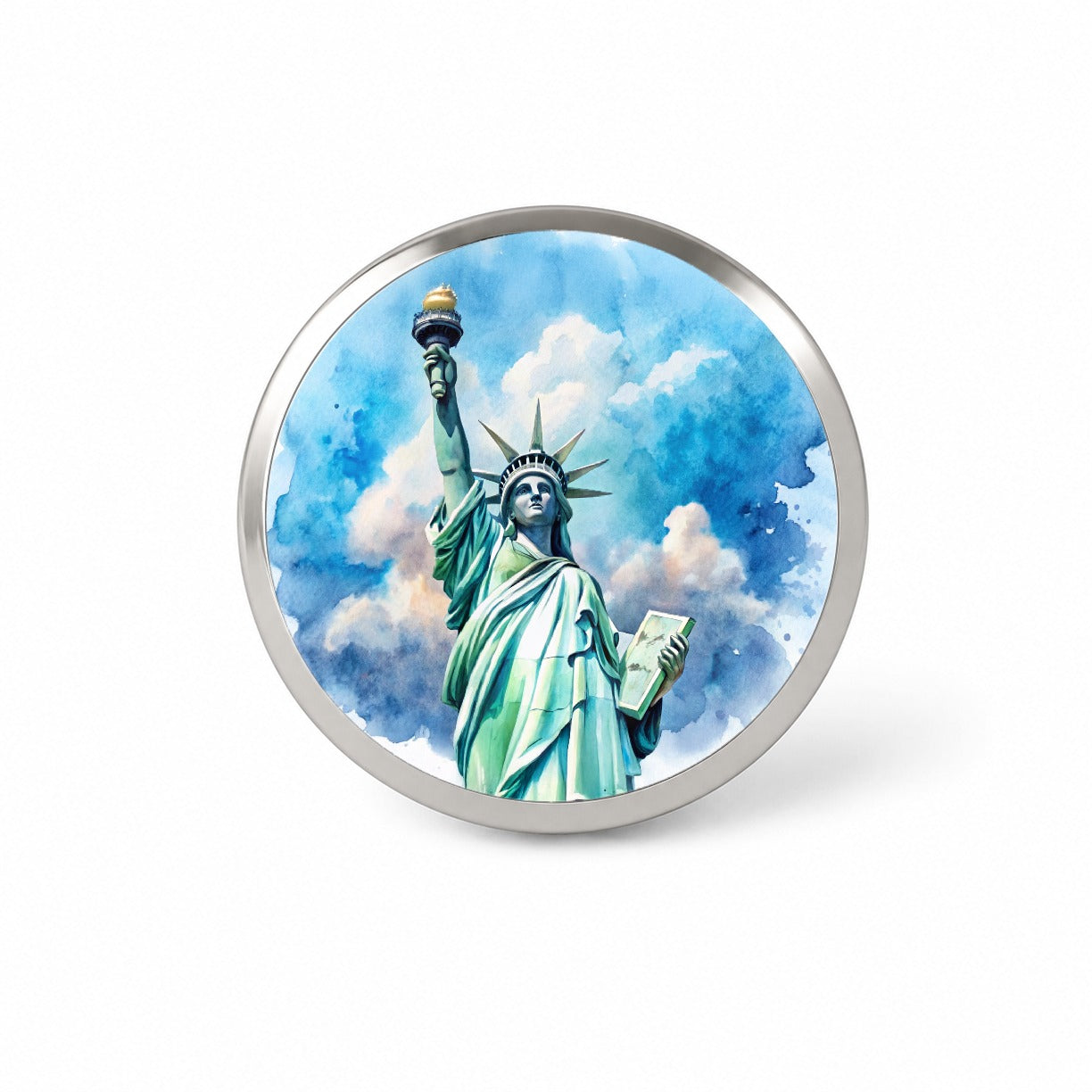 Statue Of Liberty Travel New York Watercolor Novelty Hat Backpack Lapel Pin