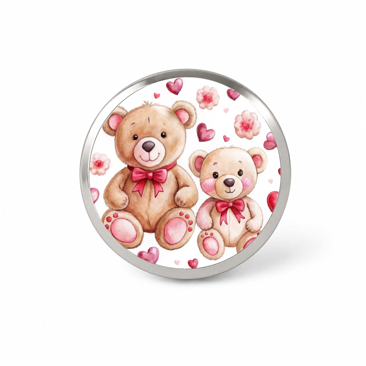 Teddy Bears Pink Red Hearts Novelty Hat Backpack Lapel Pin