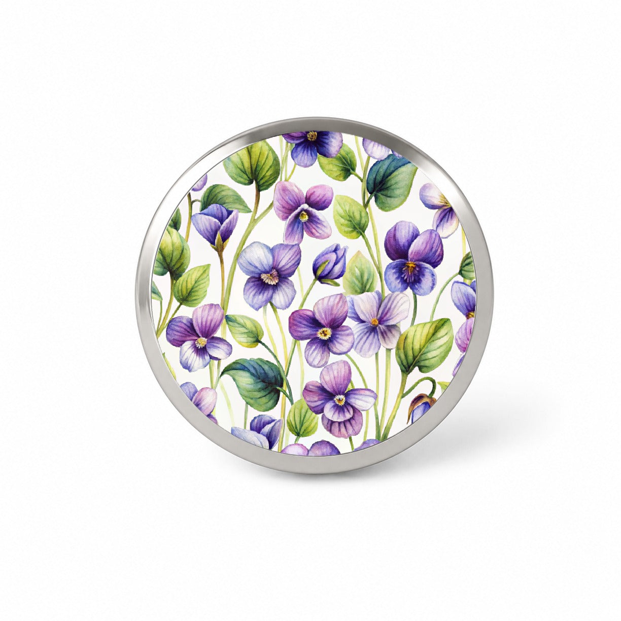Violets Flowers Watercolor Novelty Hat Backpack Lapel Pin
