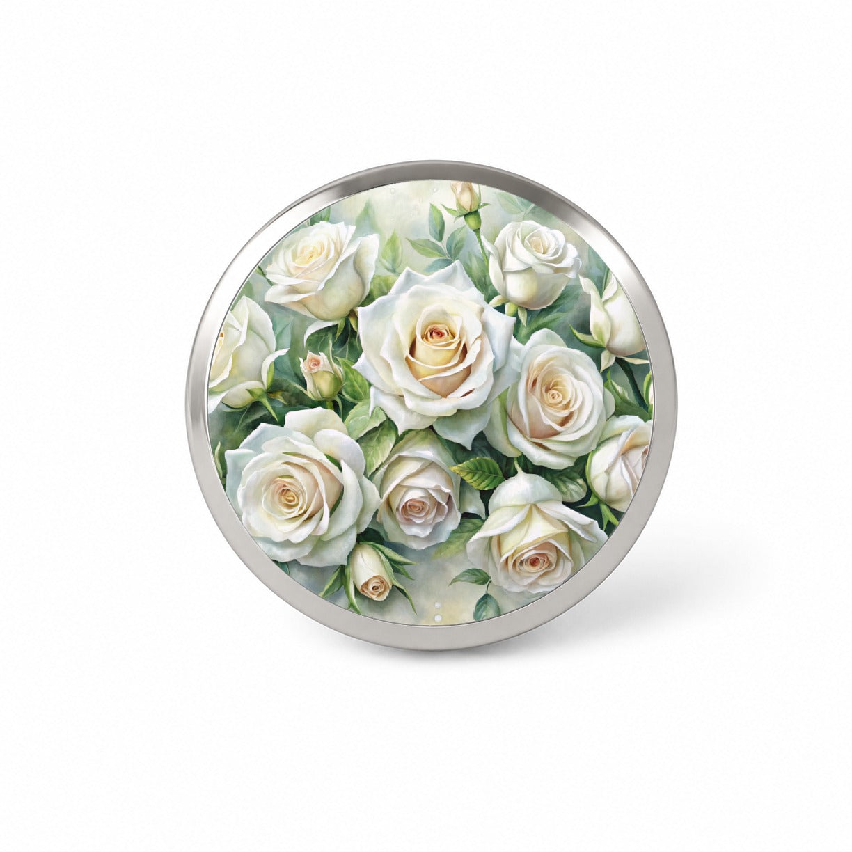 White Roses Flowers Watercolor Novelty Hat Backpack Lapel Pin