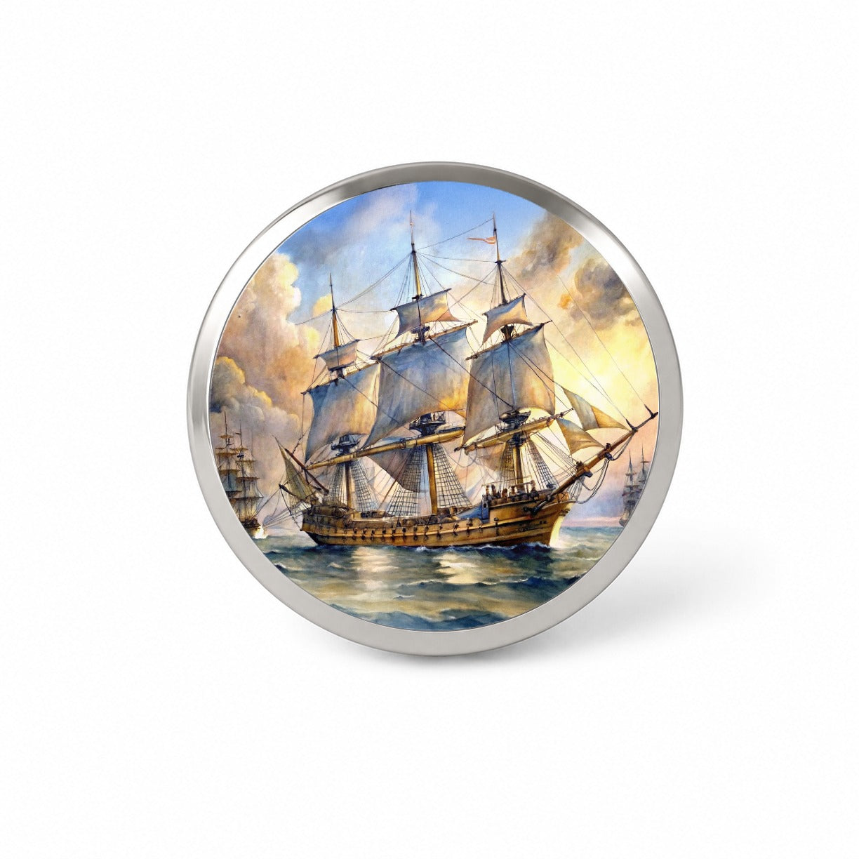 18th Century Sailing War Ship Of The Line Watercolor Novelty Hat Backpack Lapel Pin
