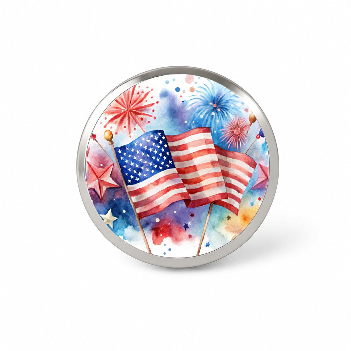 4th Of July Patriotic Independence Day Watercolor Novelty Hat Backpack Lapel Pin