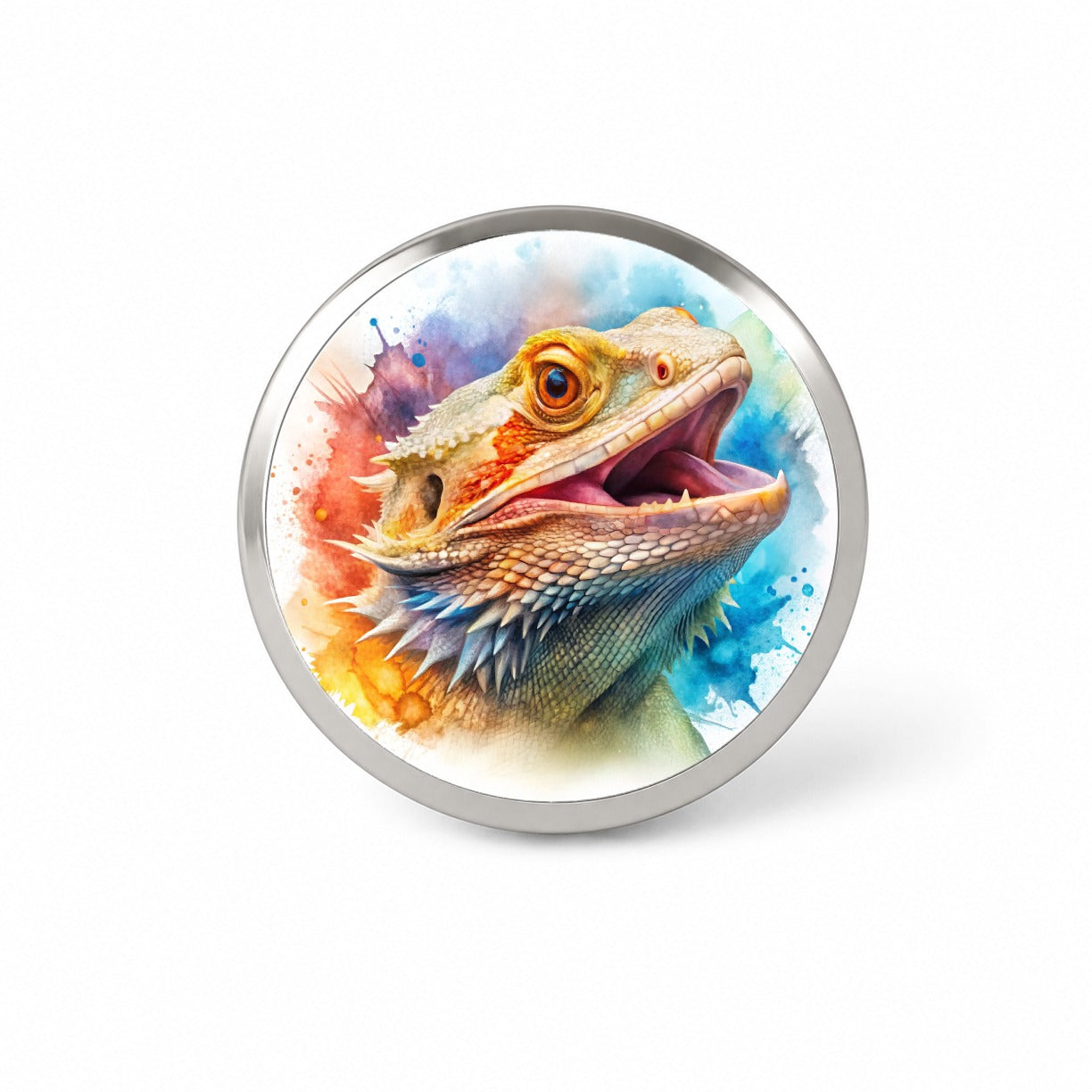 Angry Mad Bearded Dragon Watercolor Novelty Hat Backpack Lapel Pin
