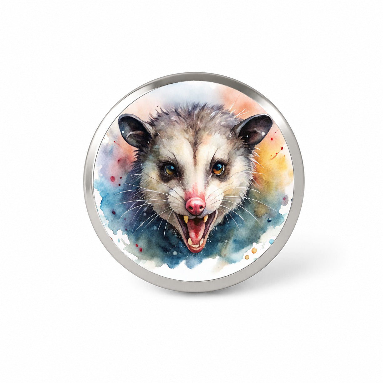 Angry Mad Opossum Watercolor Novelty Hat Backpack Lapel Pin