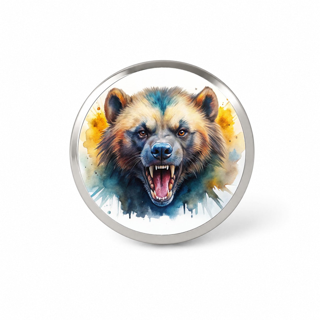 Angry Mad Wolverine Watercolor Novelty Hat Backpack Lapel Pin