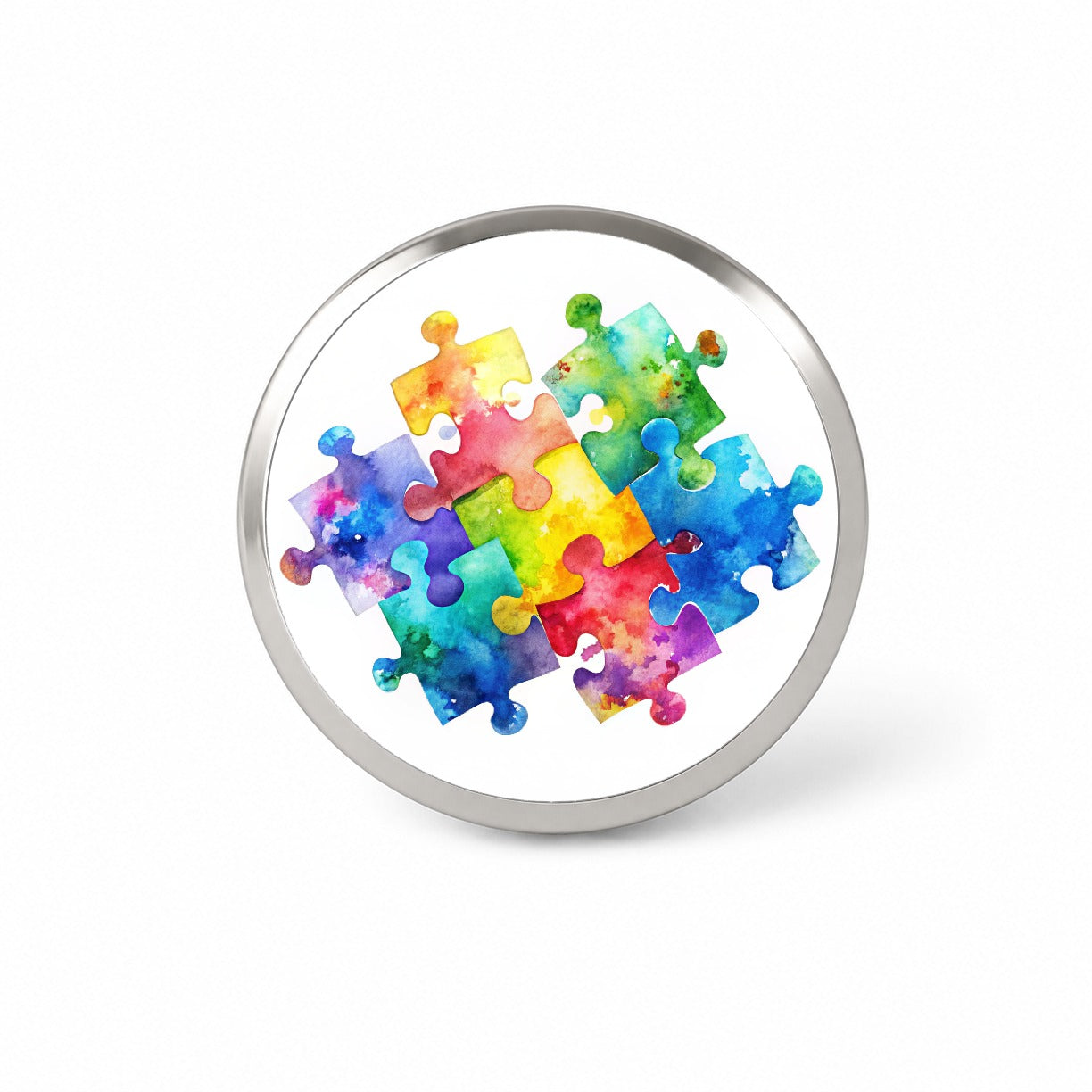 Autism Awareness Acceptance Puzzle Pieces Watercolor Novelty Hat Backpack Lapel Pin