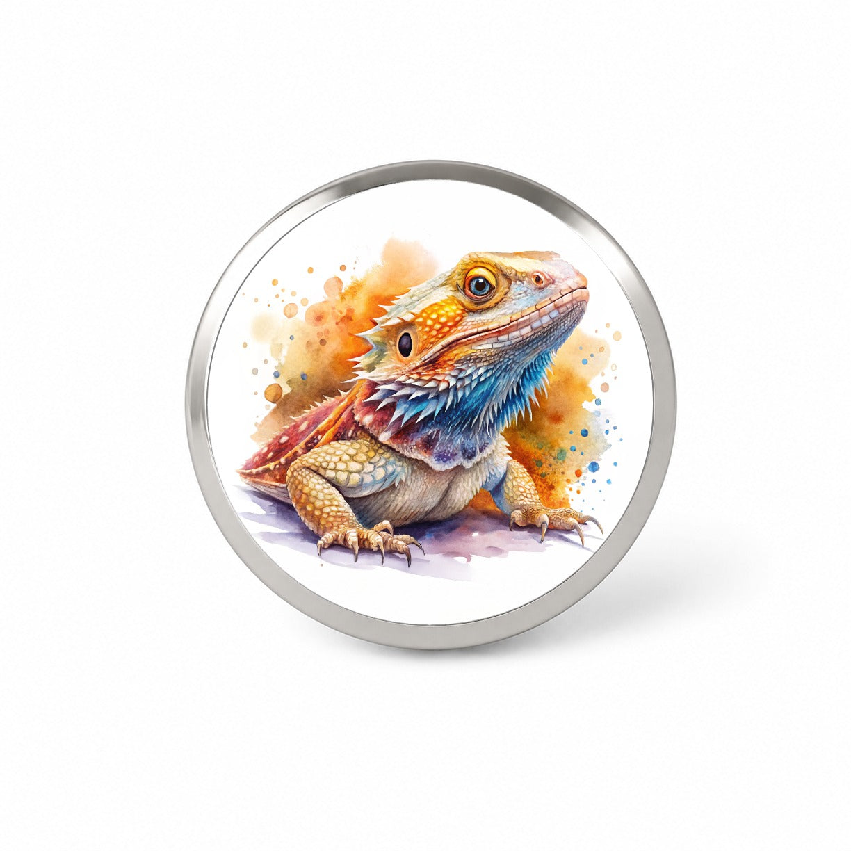 Bearded Dragon Lizard Reptile Watercolor Novelty Hat Backpack Lapel Pin