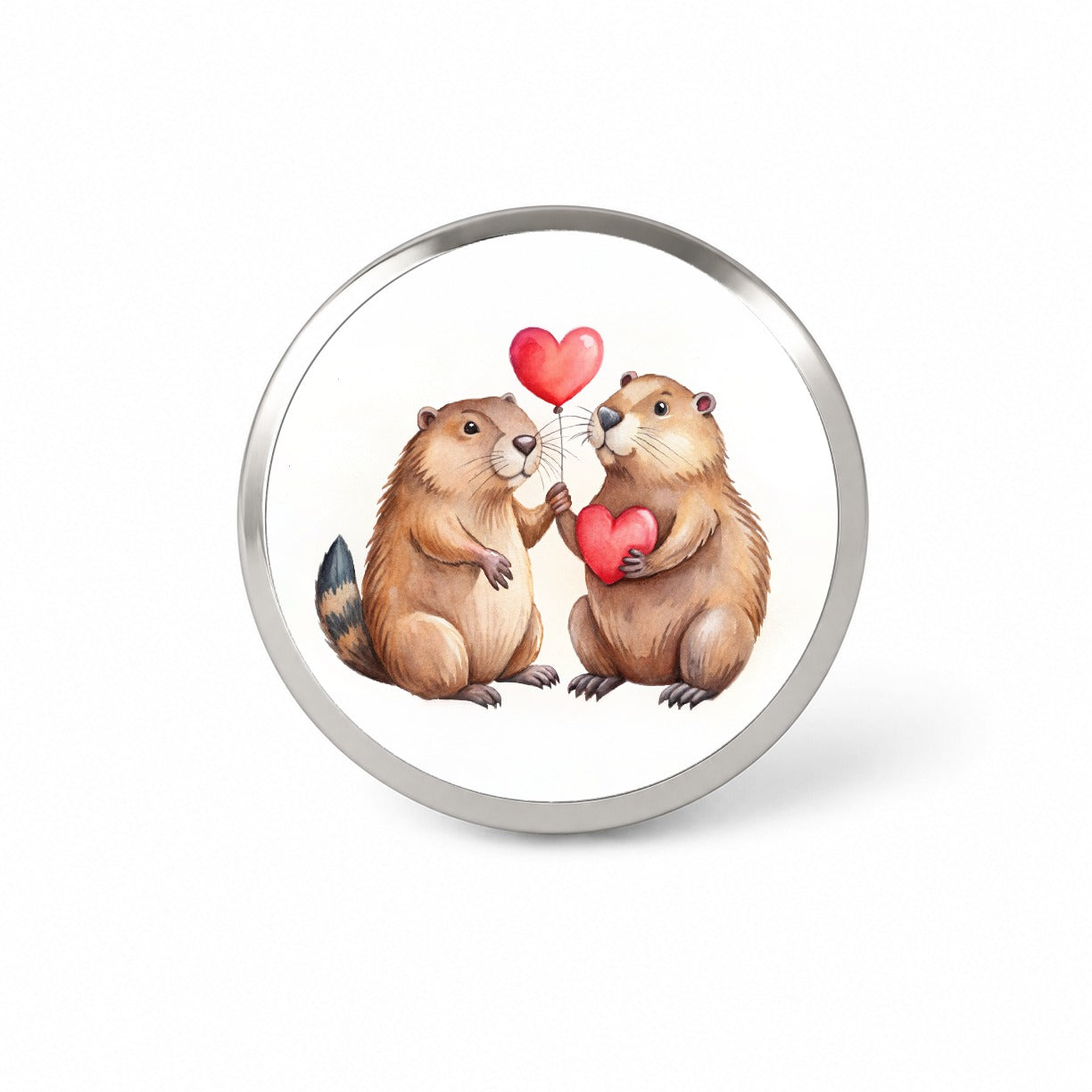 Beavers In Love With Hearts Valentine's Day Novelty Hat Backpack Lapel Pin