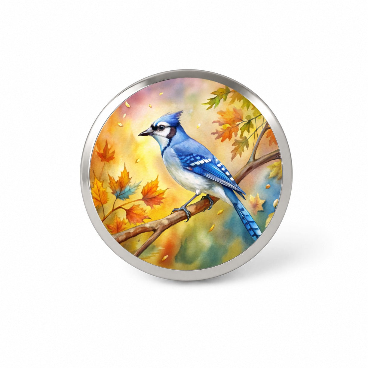 Blue Jay In Tree Watercolor Novelty Hat Backpack Lapel Pin