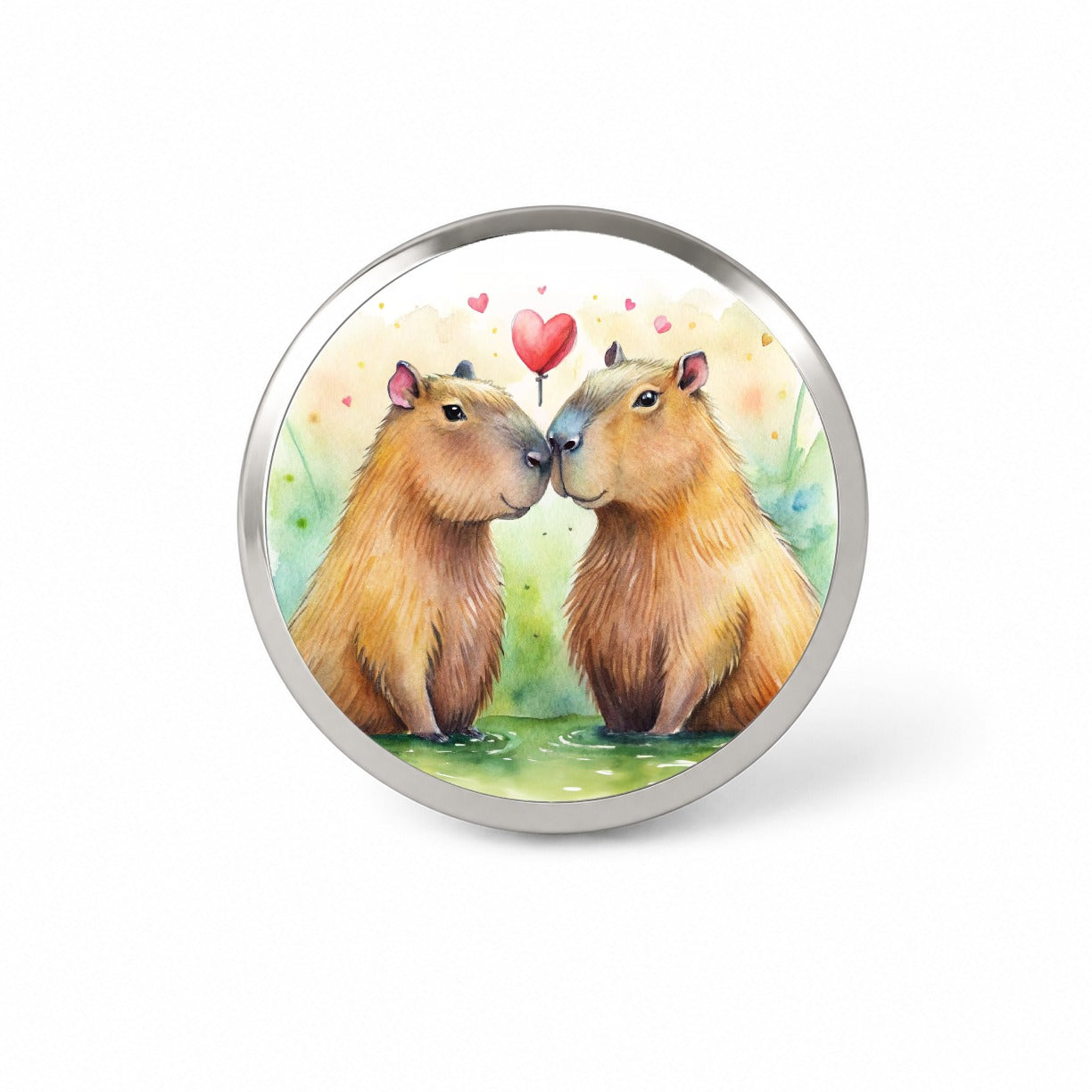 Capybaras In Love Valentine's Day Novelty Hat Backpack Lapel Pin
