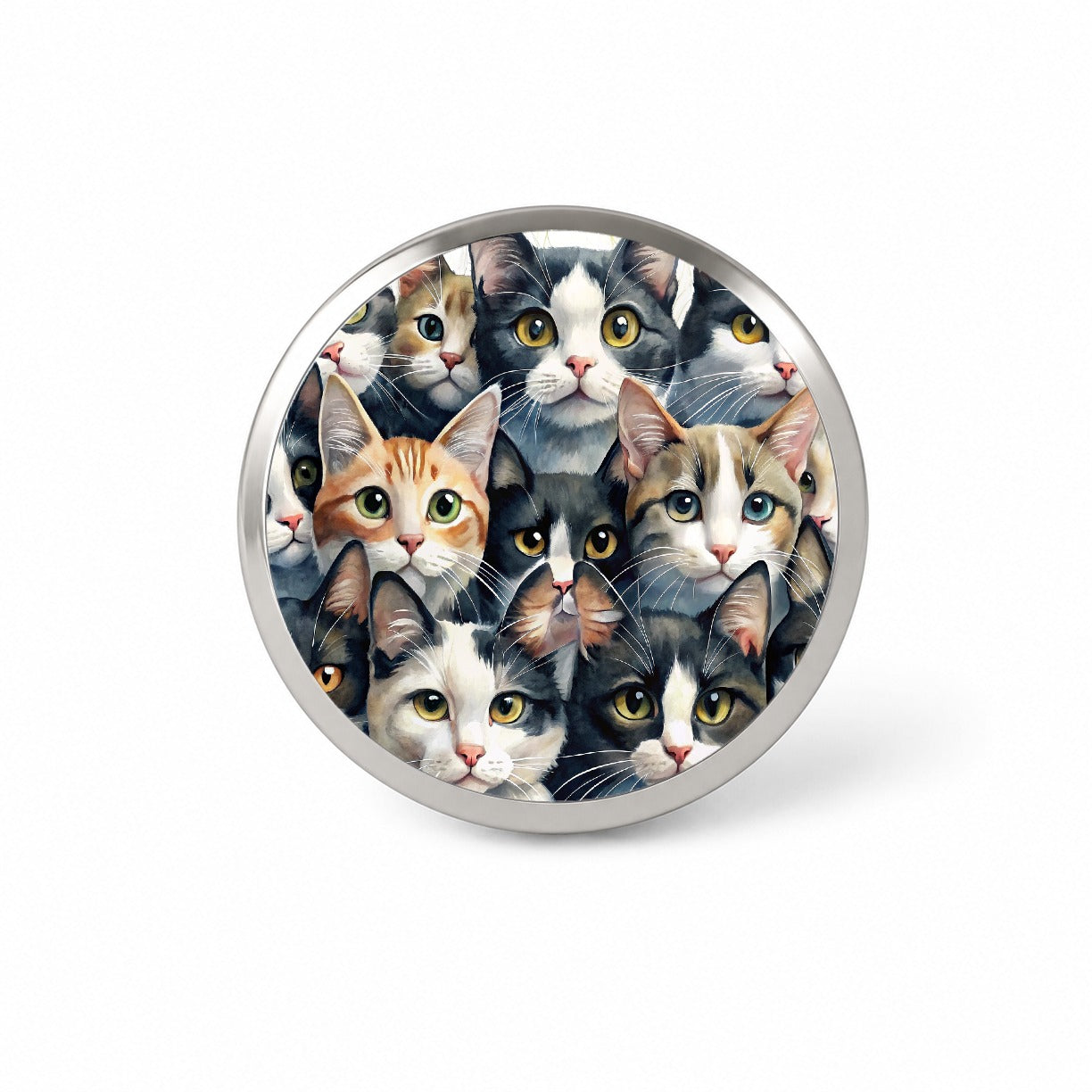 Cartoon Black And White Cats Novelty Hat Backpack Lapel Pin