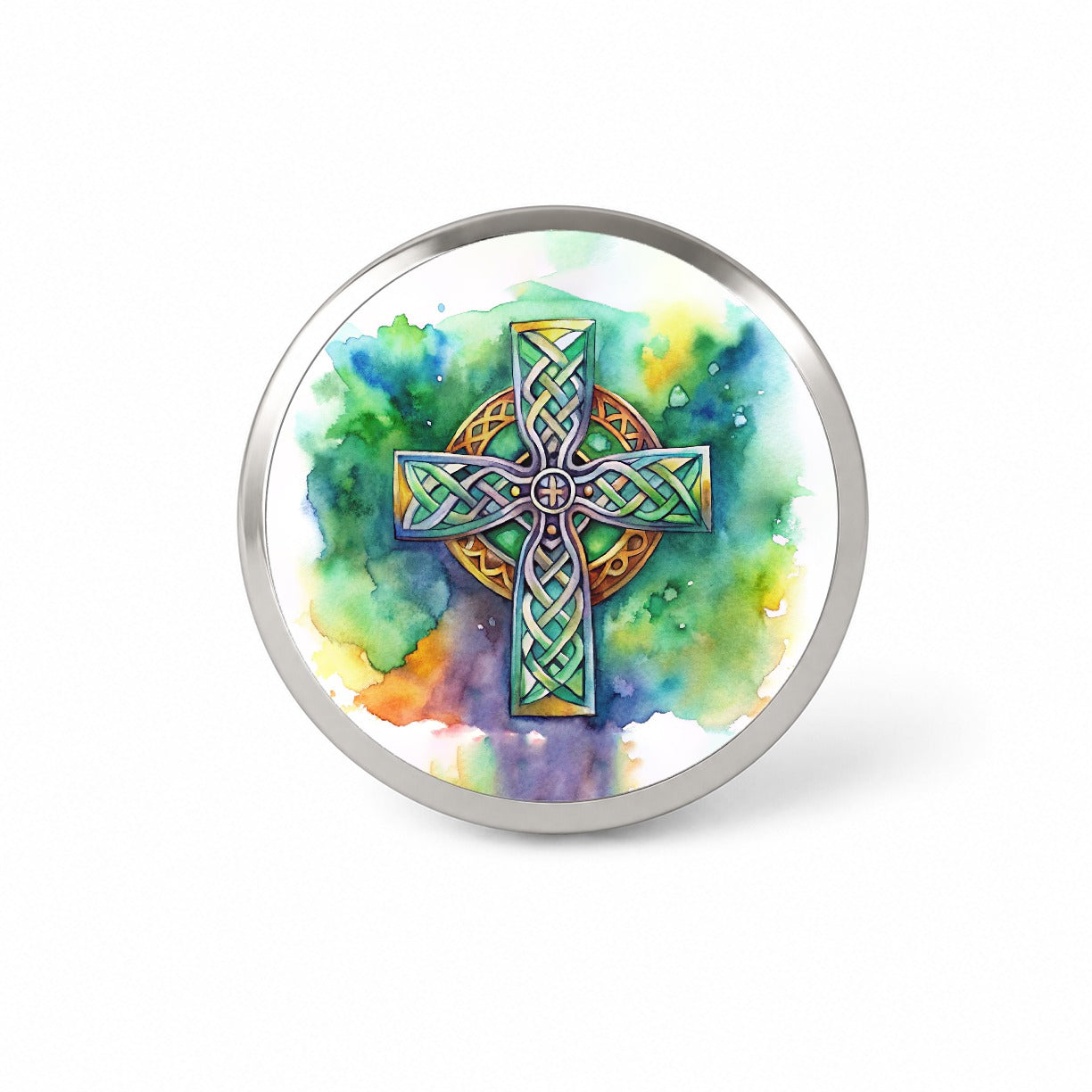 Celtic Christian Cross Watercolor Novelty Hat Backpack Lapel Pin