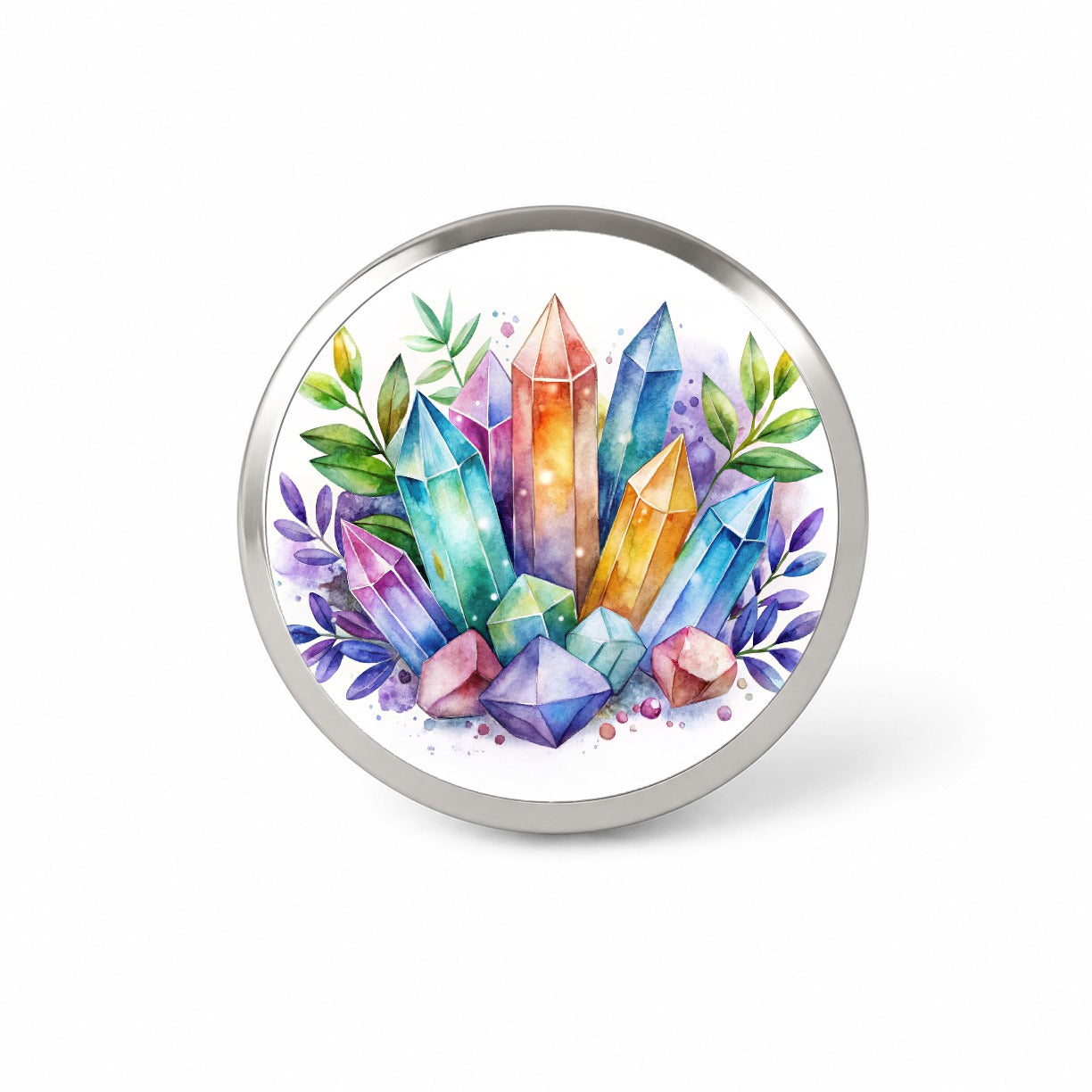 Crystal Geodes Mystical Healing Protection Watercolor Novelty Hat Backpack Lapel Pin