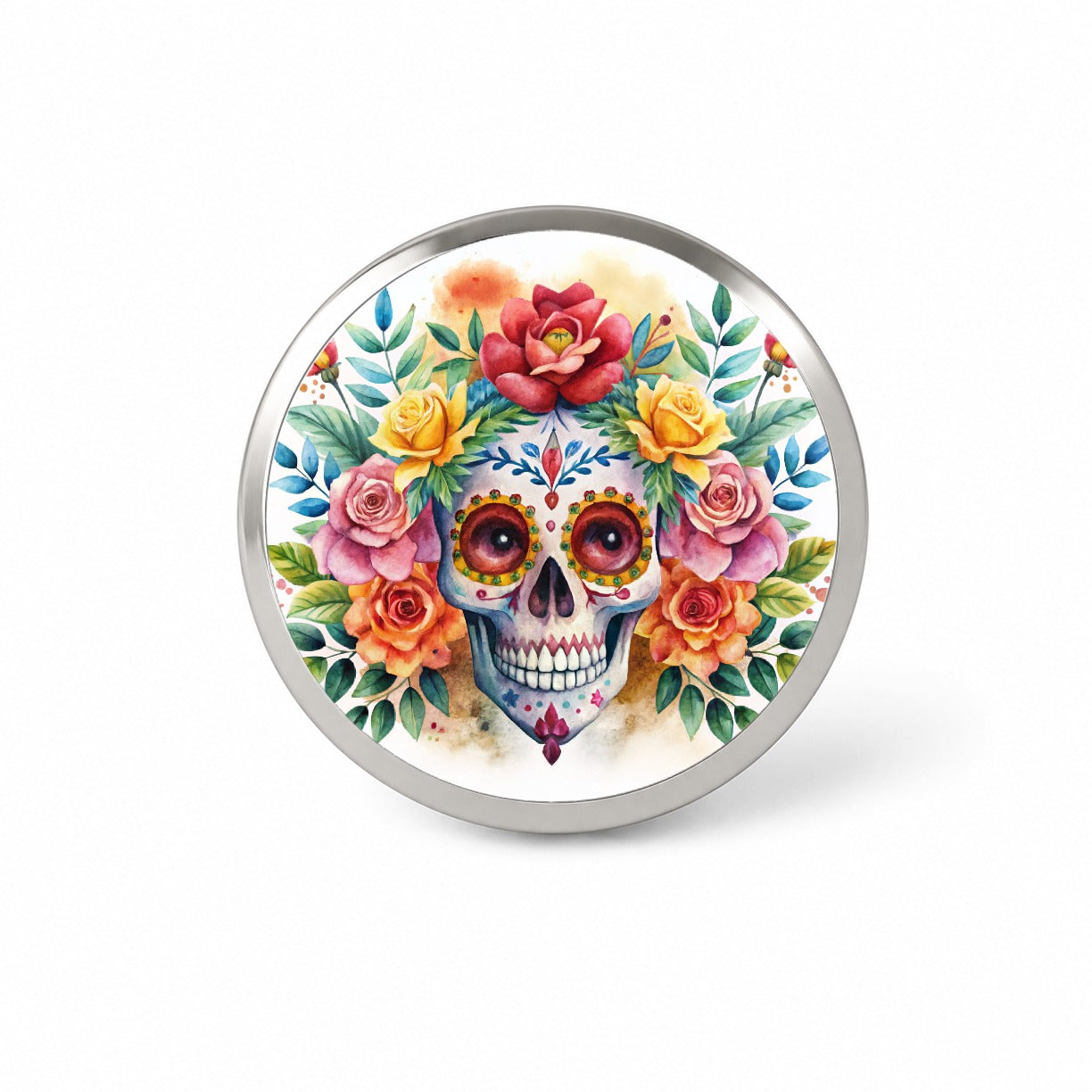 Day Of The Dead Día De Muertos Theme Watercolor Novelty Hat Backpack Lapel Pin