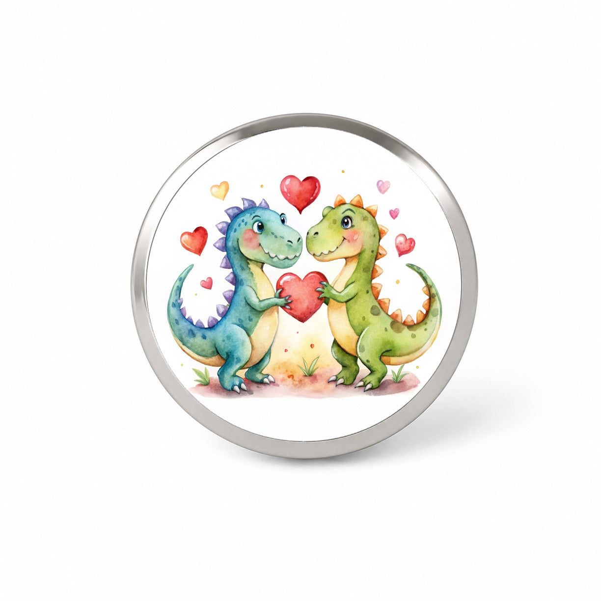 Dinosaurs In Love With Hearts Valentine's Day Novelty Hat Backpack Lapel Pin