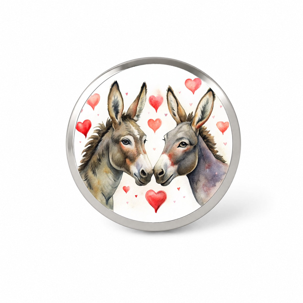 Donkeys In Love With Hearts Valentine's Day Novelty Hat Backpack Lapel Pin