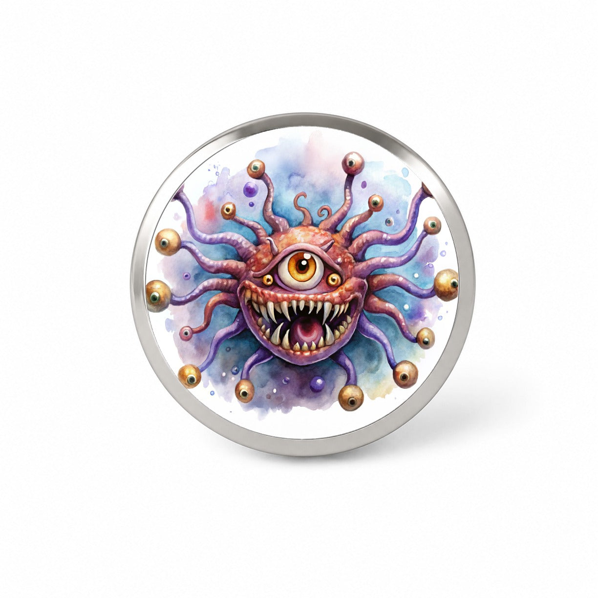 Fantasy Creature Monster Beholder Watercolor Novelty Hat Backpack Lapel Pin