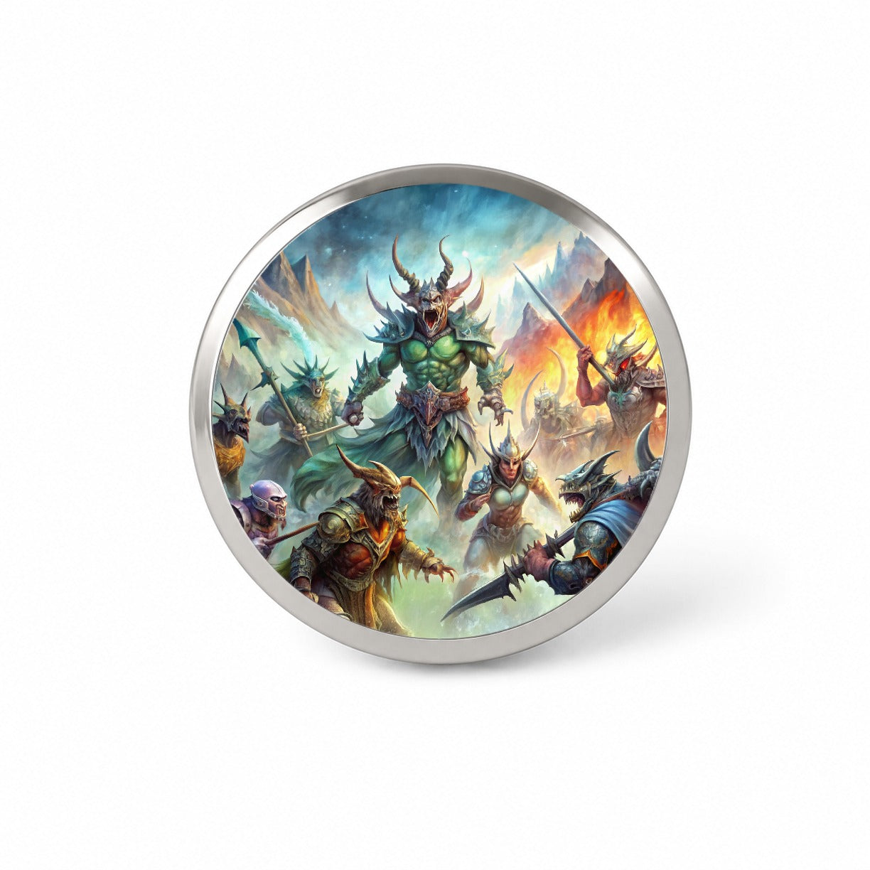 Fantasy Monsters In Battle Watercolor Novelty Hat Backpack Lapel Pin