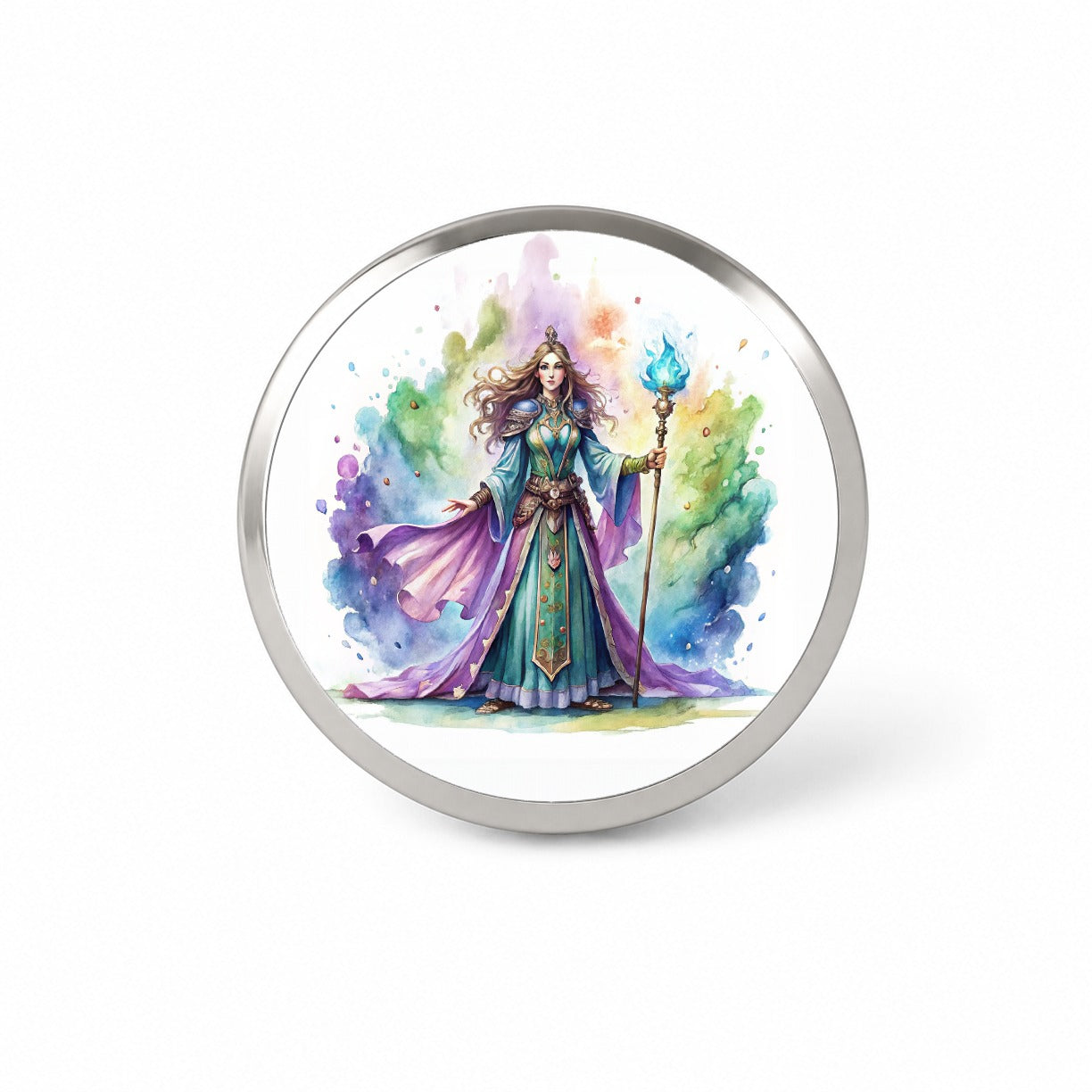 Fantasy Sorceress Purple Blue Magic Mana Watercolor Novelty Hat Backpack Lapel Pin