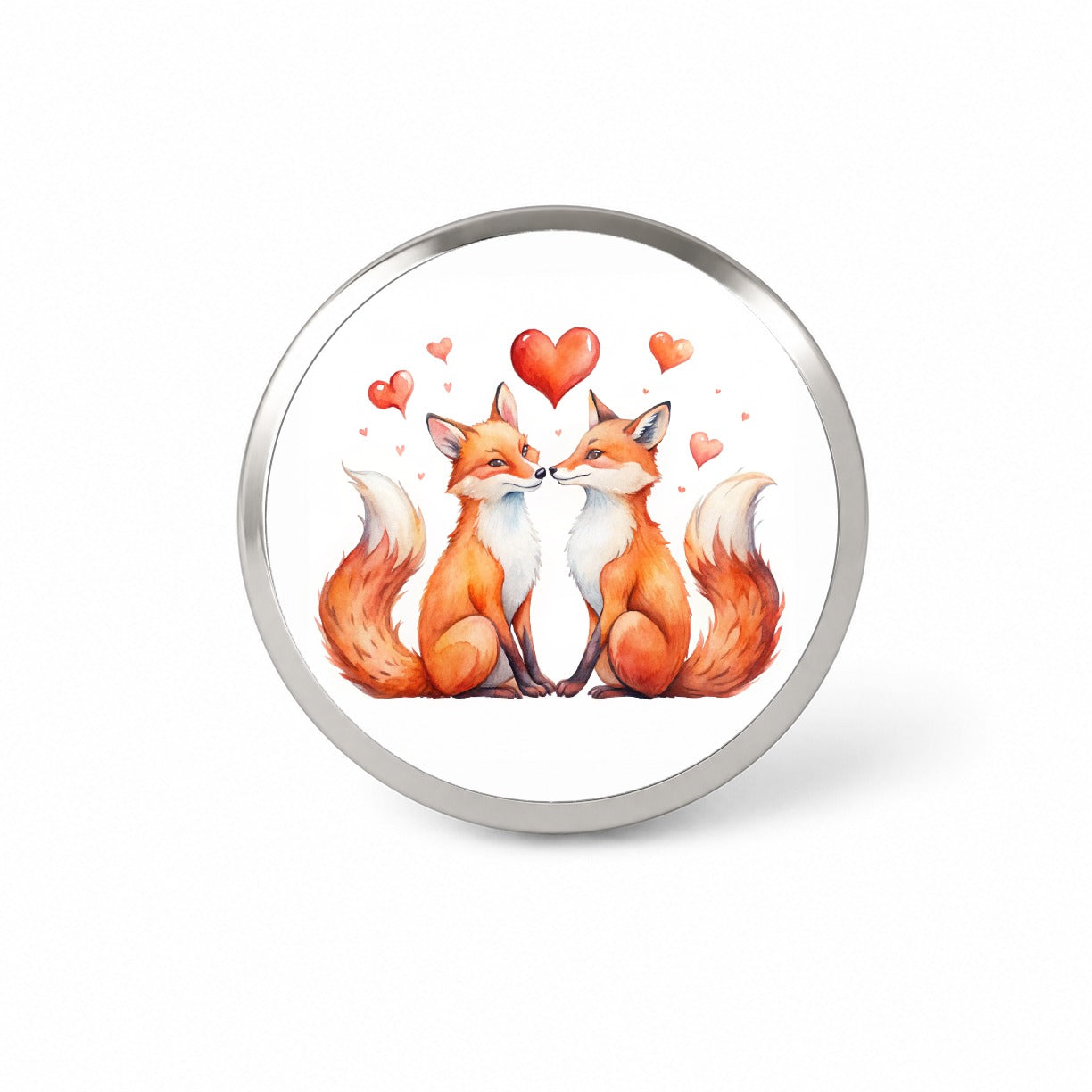 Foxes In Love With Hearts Valentine's Day Novelty Hat Backpack Lapel Pin